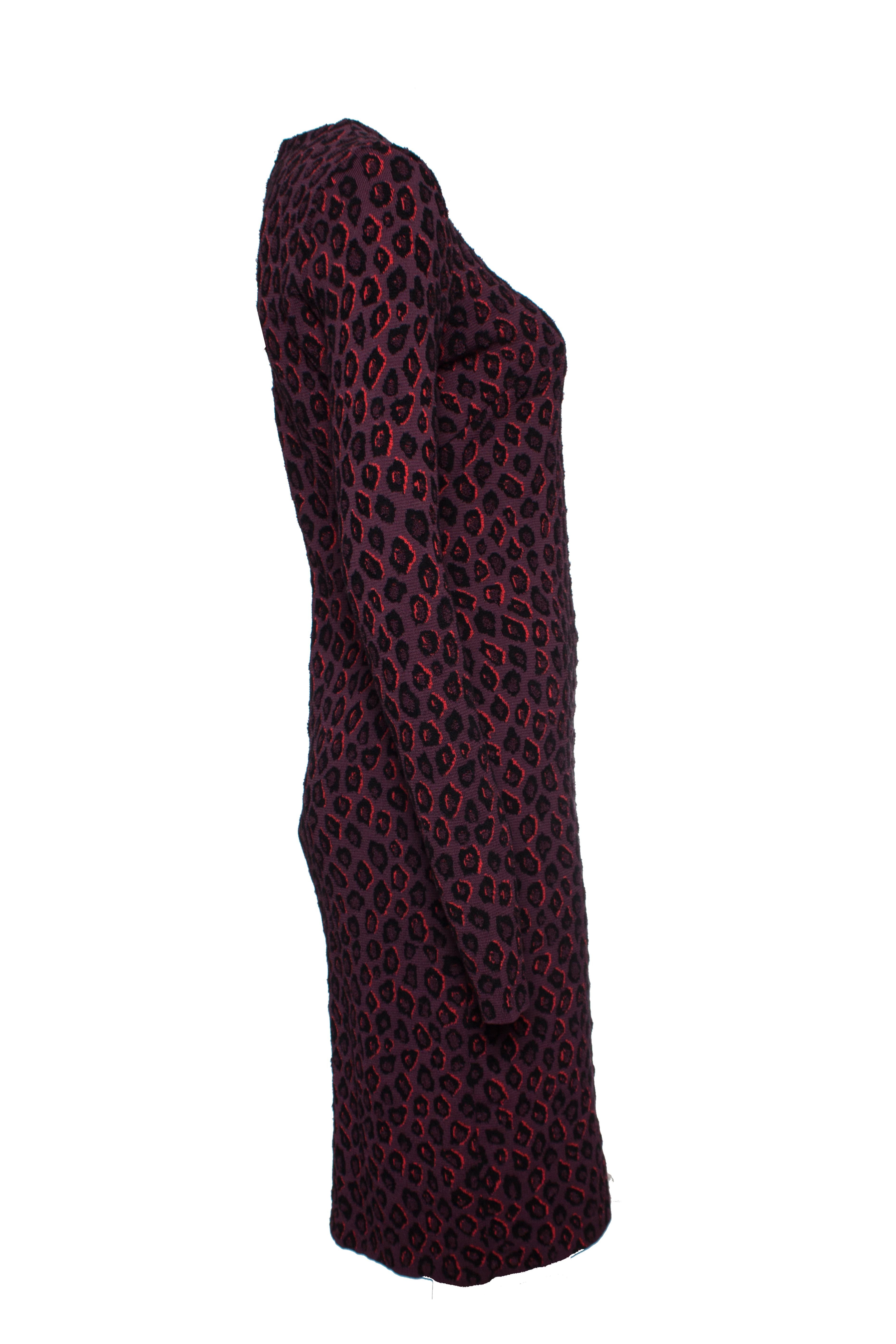 Givenchy, robe imprimée léopard de couleur aubergine. Neuf - En vente à AMSTERDAM, NL