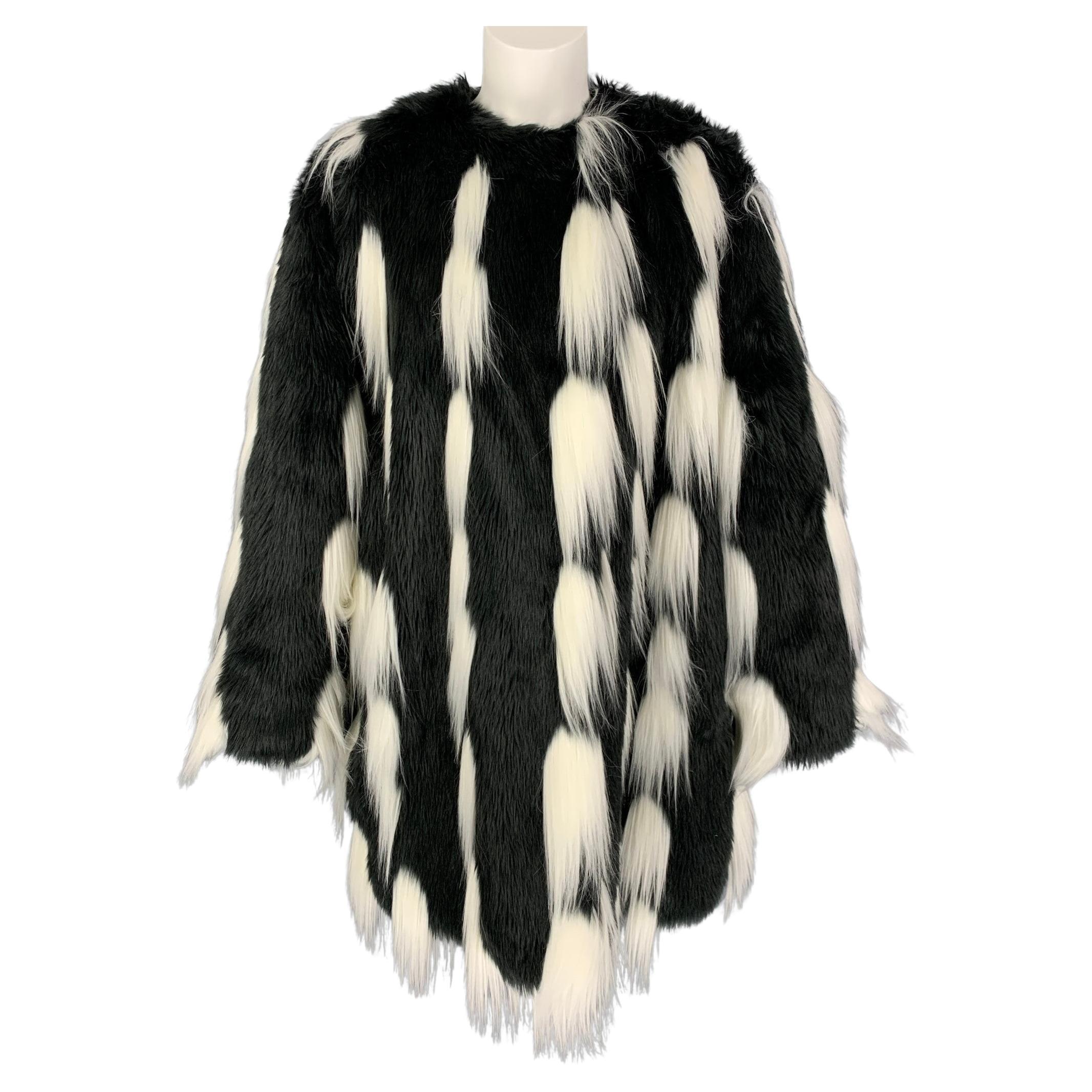 GIVENCHY AW 18 Size S/M Black White Faux Fur Modacrylic Oversized Coat