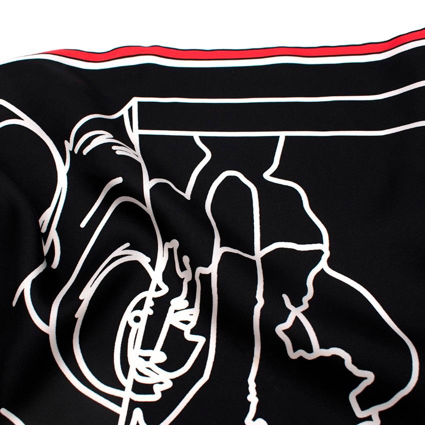 Givenchy Bambi Disney Black & White Print Twill Silk Scarf In Excellent Condition For Sale In London, GB