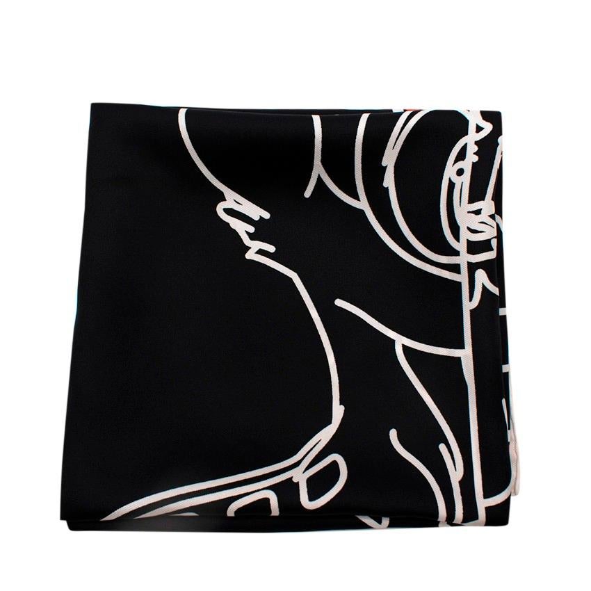Women's Givenchy Bambi Disney Black & White Print Twill Silk Scarf For Sale