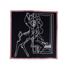 Givenchy Bambi Disney Black & White Print Twill Silk Scarf