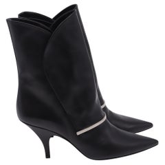 Givenchy Bar Embellished Pointed Ankle Boots in Black Leather
