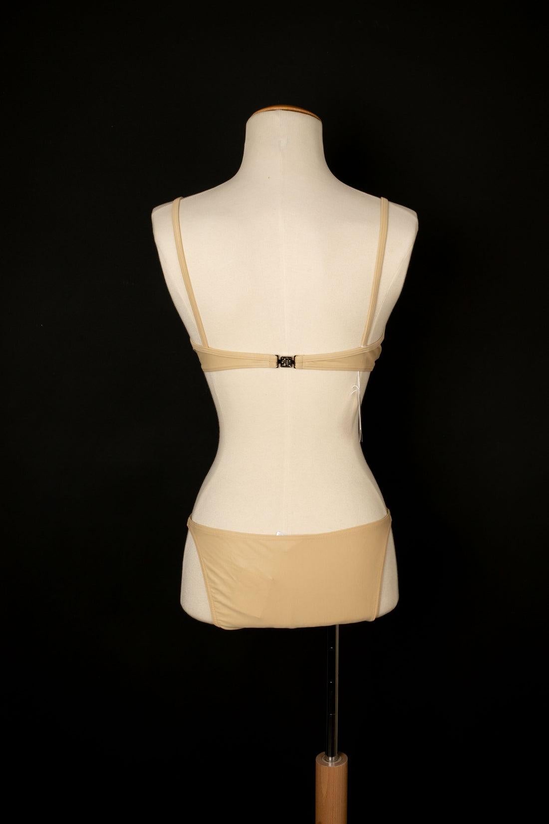 Givenchy Beige 3-Piece Bikini Swimsuit In Excellent Condition For Sale In SAINT-OUEN-SUR-SEINE, FR