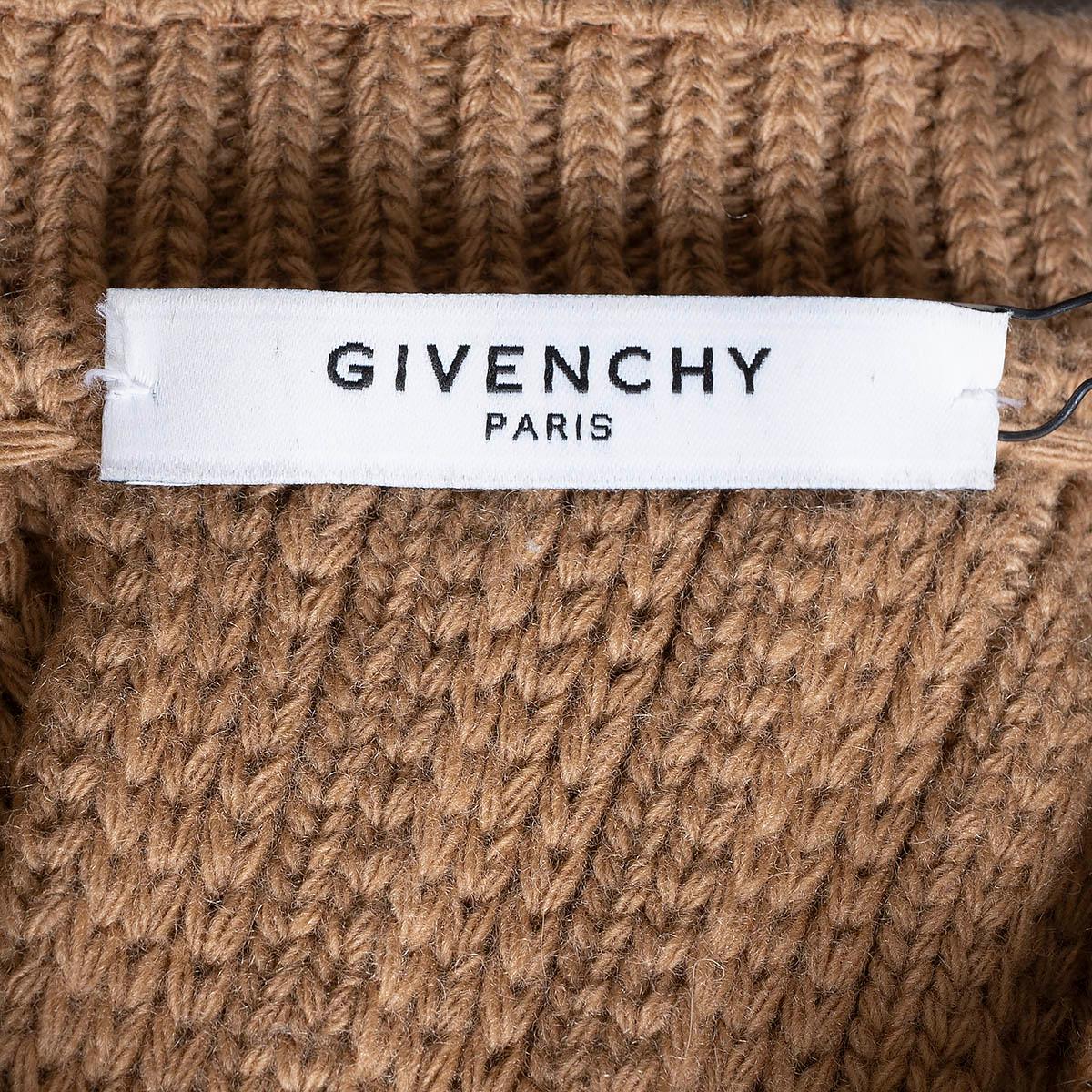 GIVENCHY beige black white wool GEOMETRIC PATCHWORK RIB-KNIT Sweater M 3