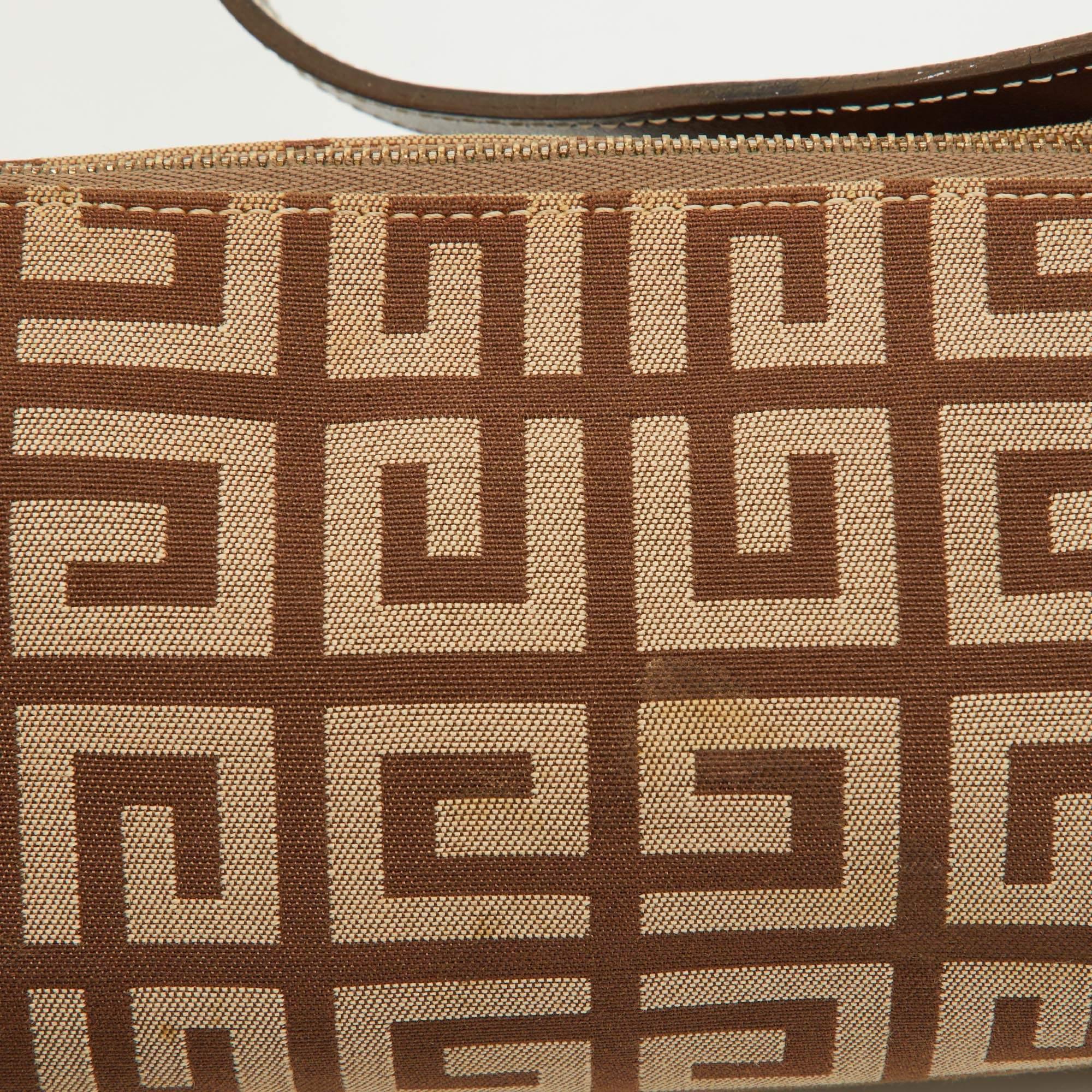 Givenchy Beige/Brown Monogram Canvas and Leather Bag In Good Condition For Sale In Dubai, Al Qouz 2