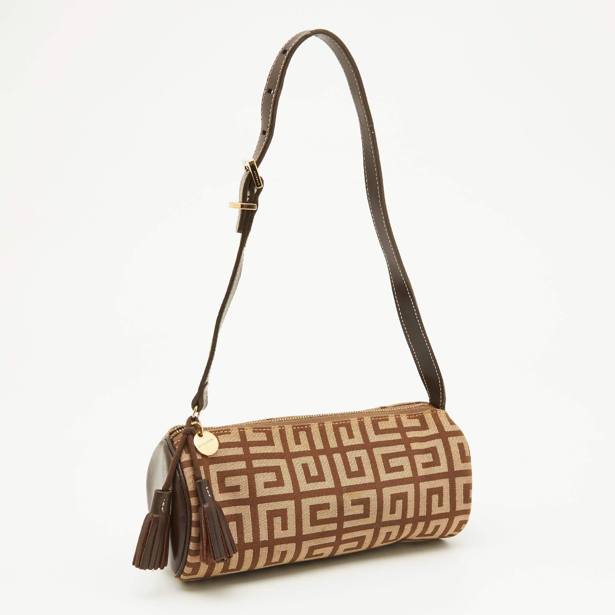 Givenchy Beige/Brown Monogram Canvas and Leather Bag For Sale 2