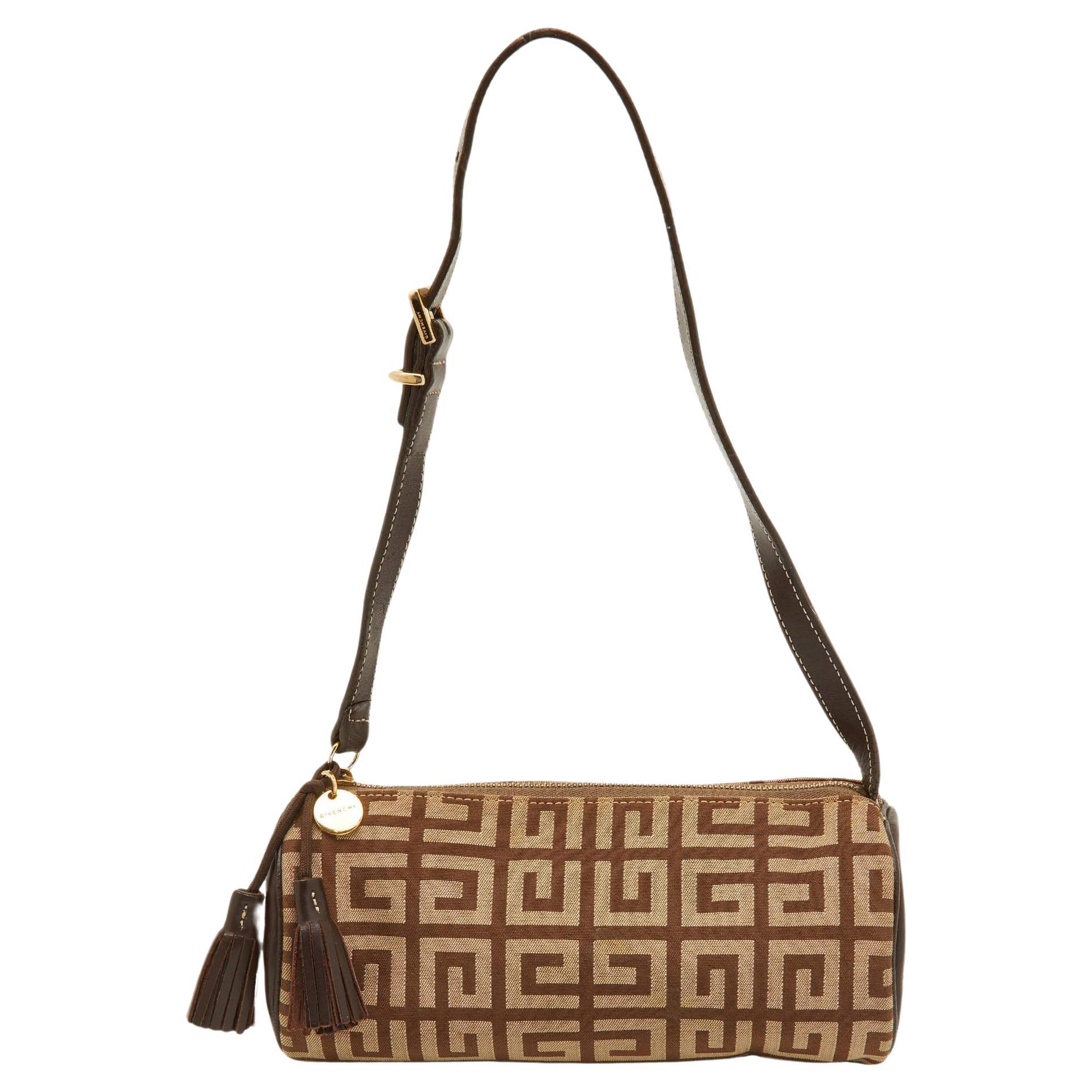 Givenchy Beige/Brown Monogram Canvas and Leather Bag For Sale
