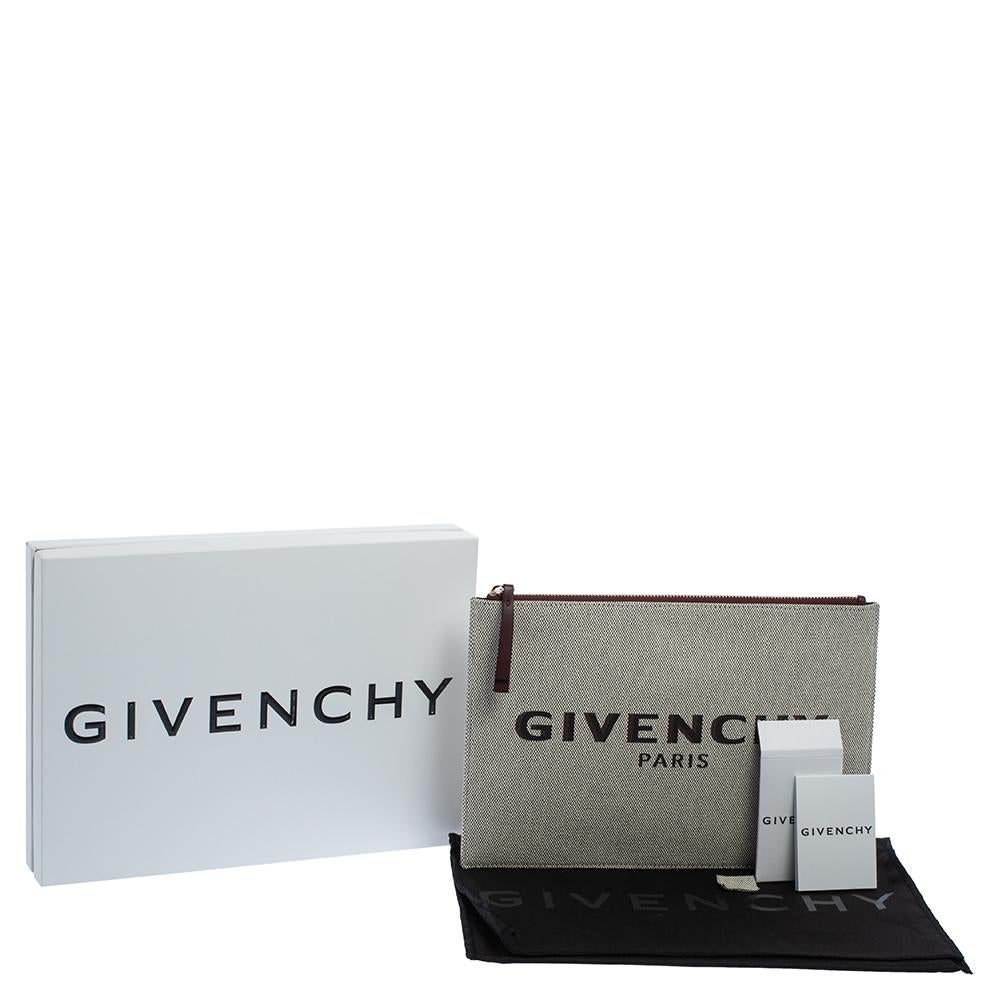 Givenchy Beige Canvas Bond Pouch Clutch 7