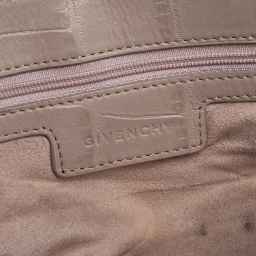 Givenchy Beige Croc Embossed Leather Flap Shoulder Bag 6