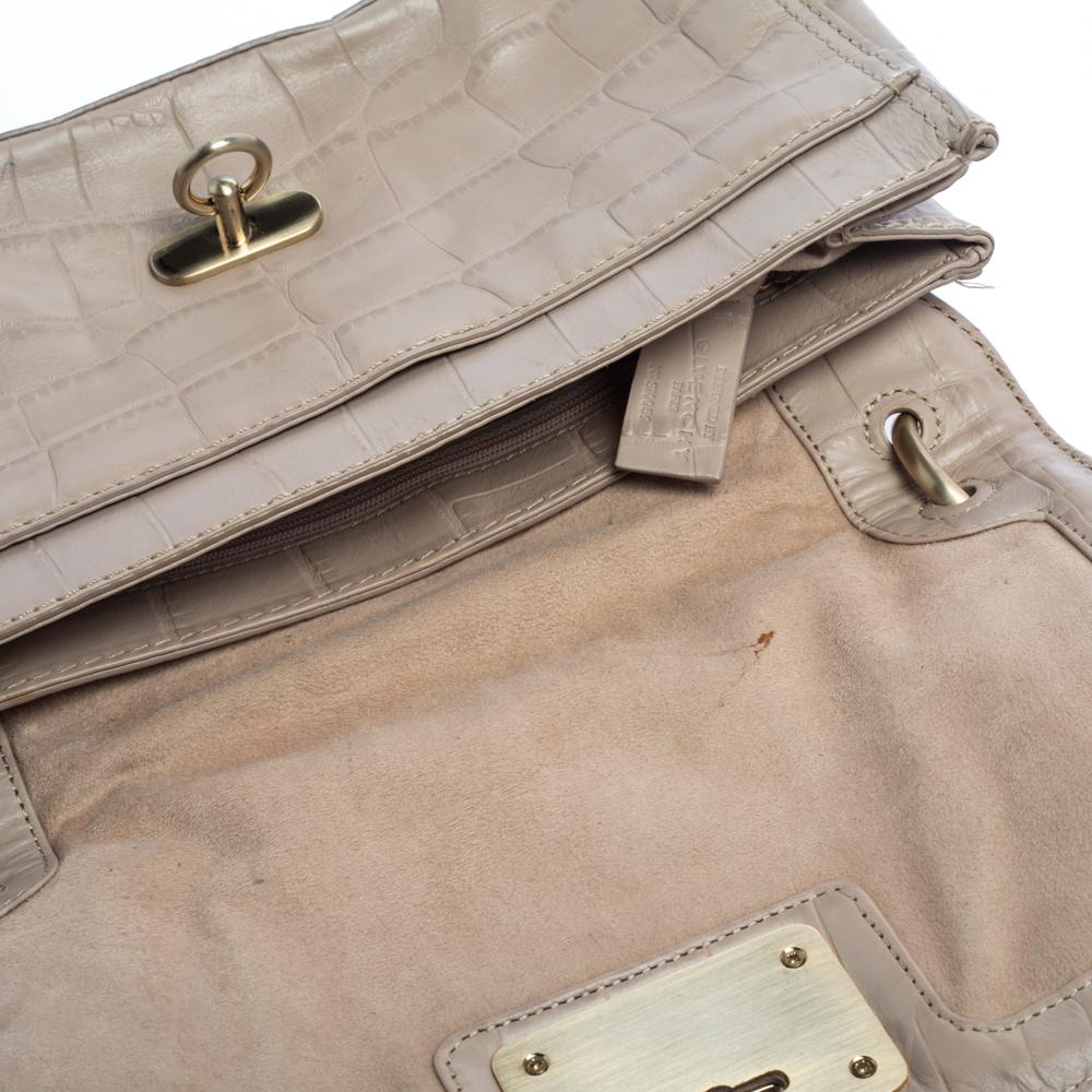 Givenchy Beige Croc Embossed Leather Flap Shoulder Bag 11
