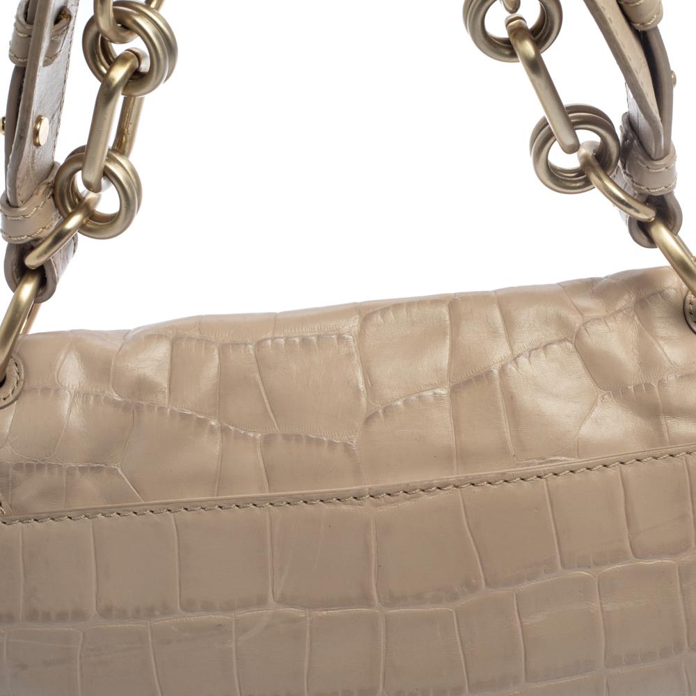 Givenchy Beige Croc Embossed Leather Flap Shoulder Bag 12