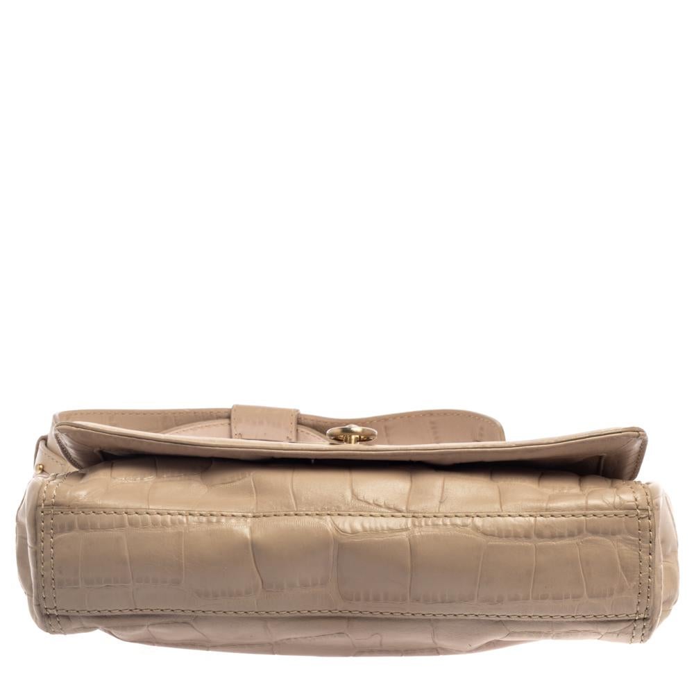 Givenchy Beige Croc Embossed Leather Flap Shoulder Bag 1