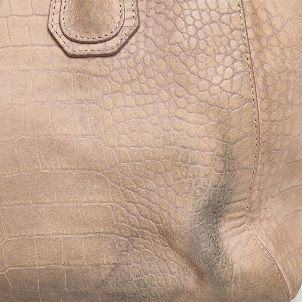 Givenchy Beige Croc Embossed Leather Medium Antigona Satchel 4