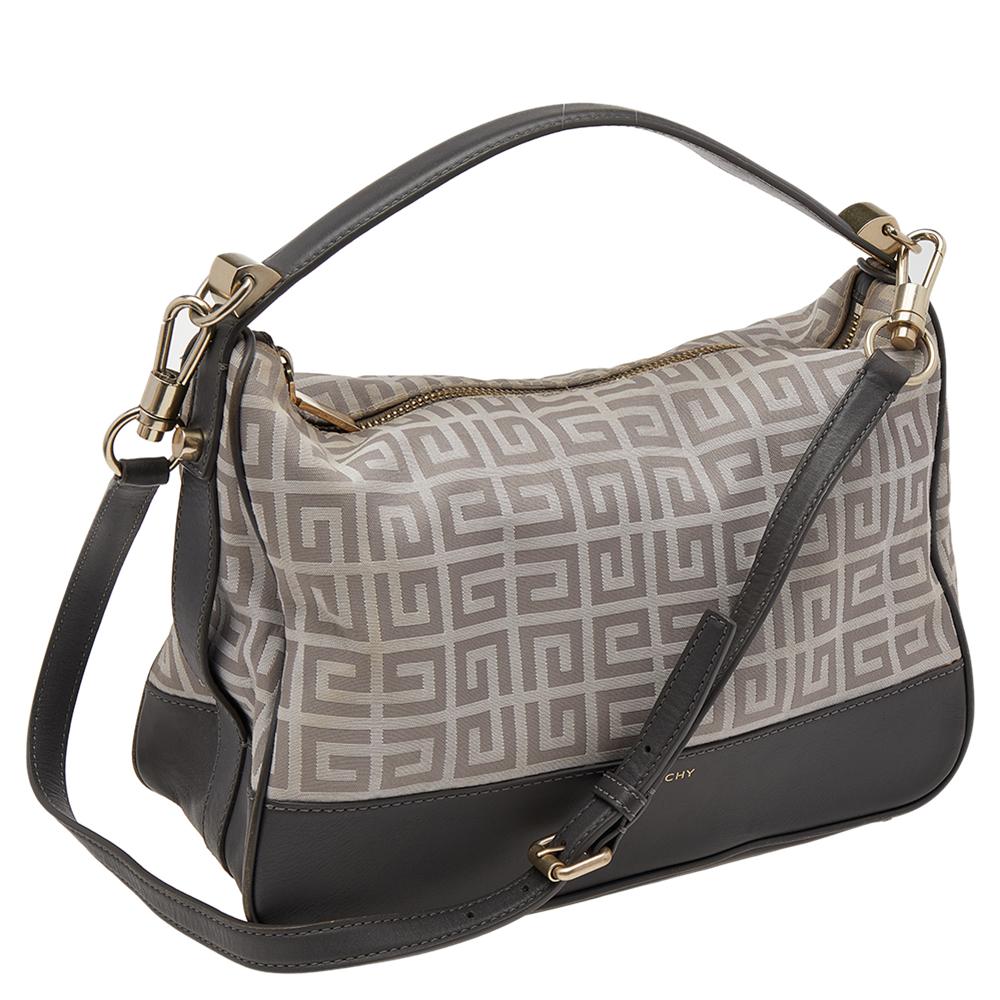 Gray Givenchy Beige/Grey Monogram Canvas and Leather Hobo