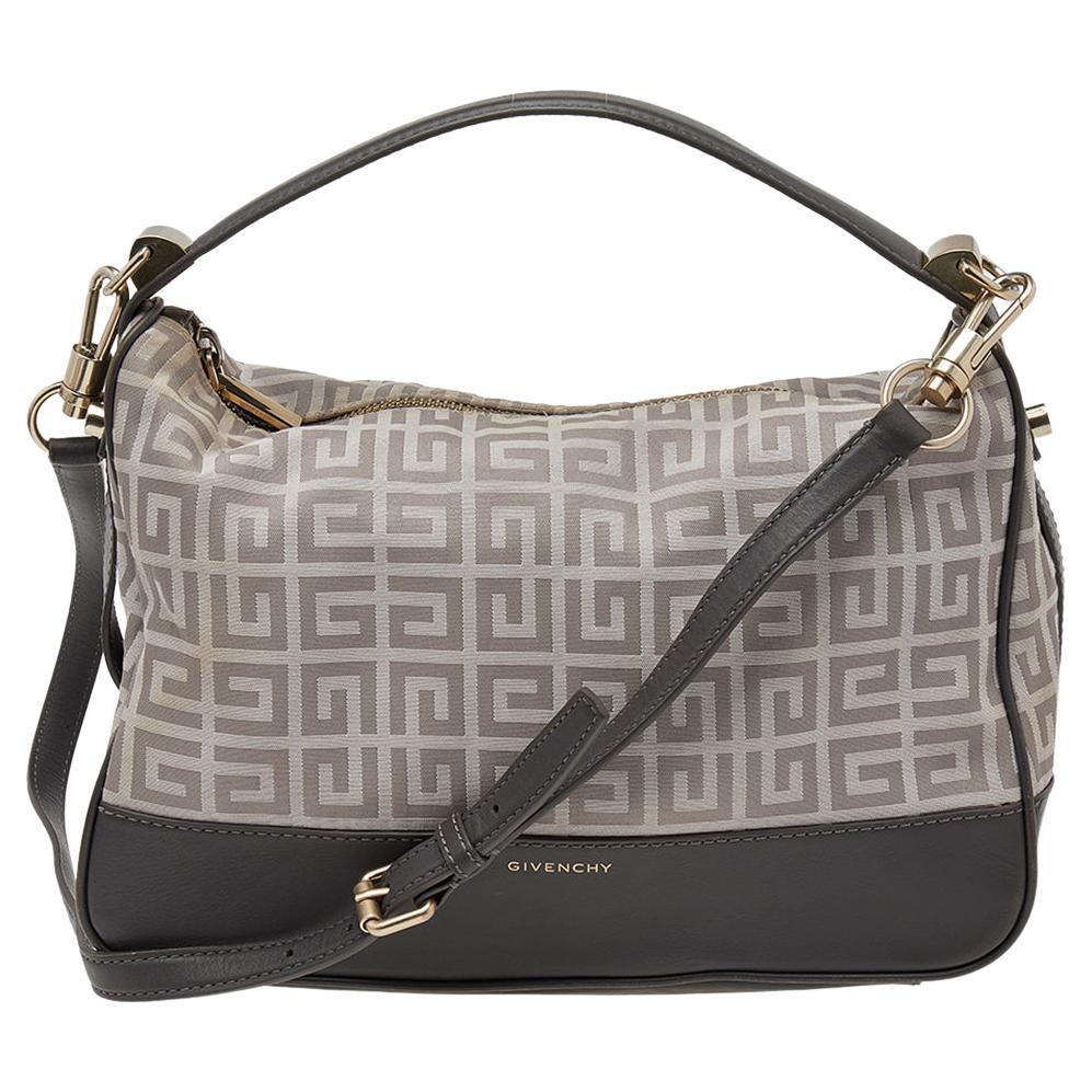 Givenchy Beige/Grey Monogram Canvas and Leather Hobo For Sale at 1stDibs