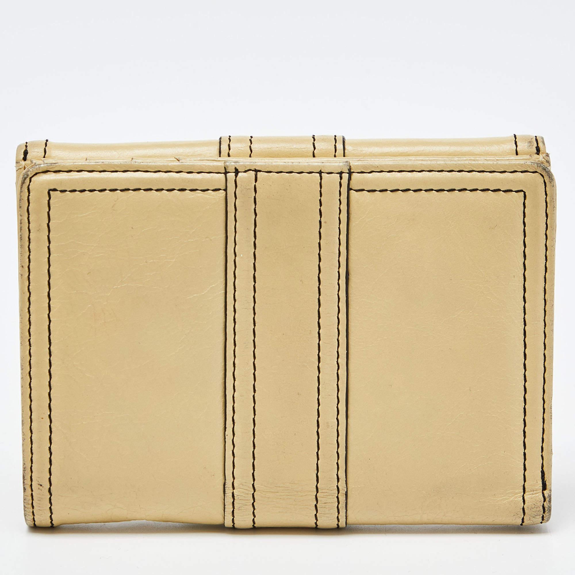 Givenchy Beige Leather Flap Compact Wallet For Sale 1