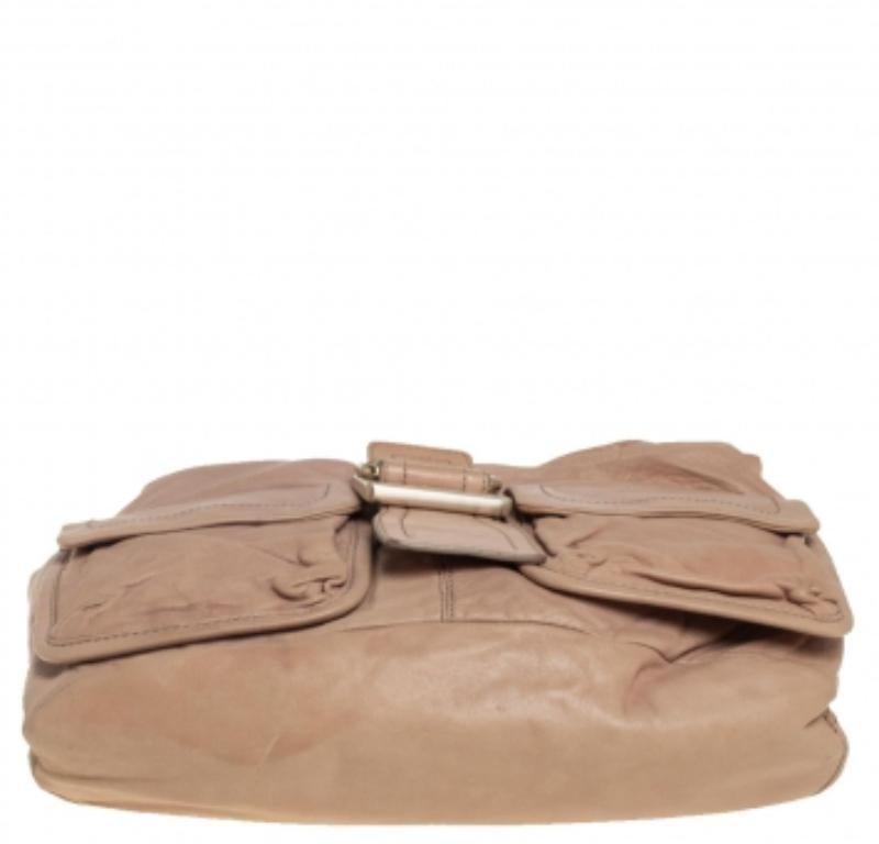 Givenchy Beige Leather Front Pocket Hobo For Sale 1