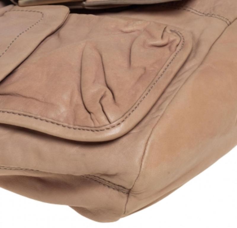Givenchy Beige Leather Front Pocket Hobo For Sale 2