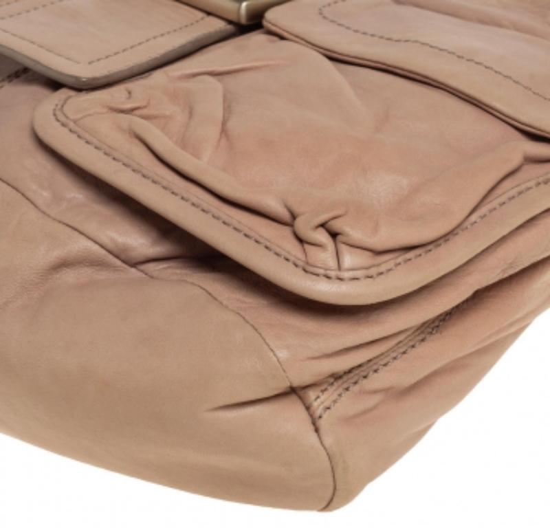 Givenchy Beige Leather Front Pocket Hobo For Sale 3