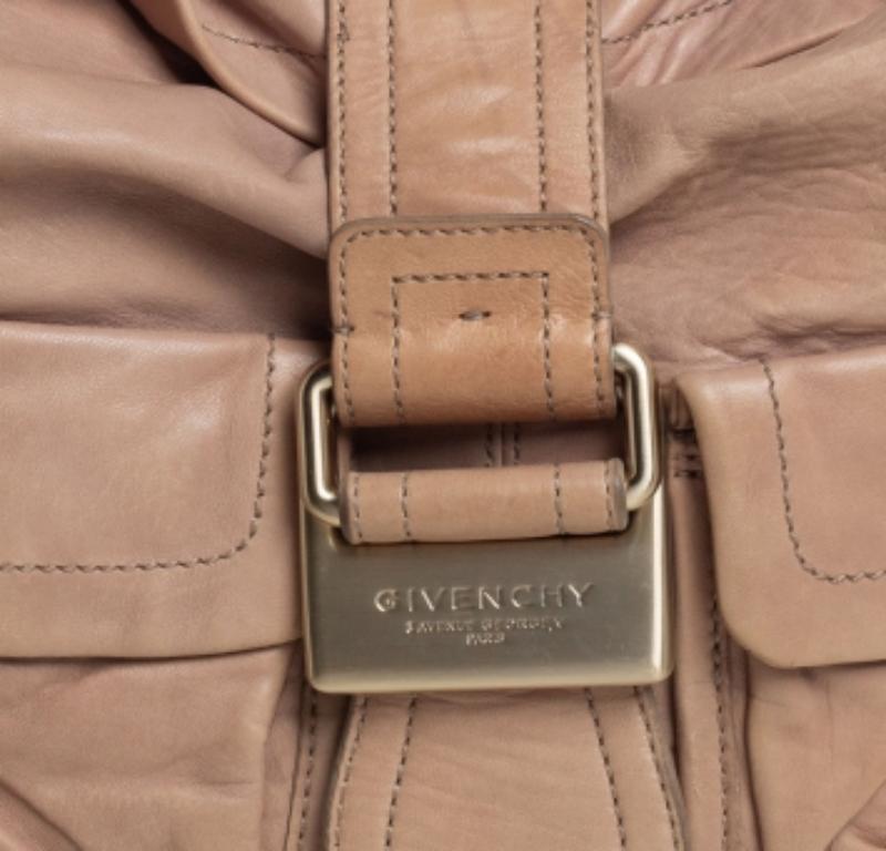 Givenchy Beige Leather Front Pocket Hobo For Sale 4