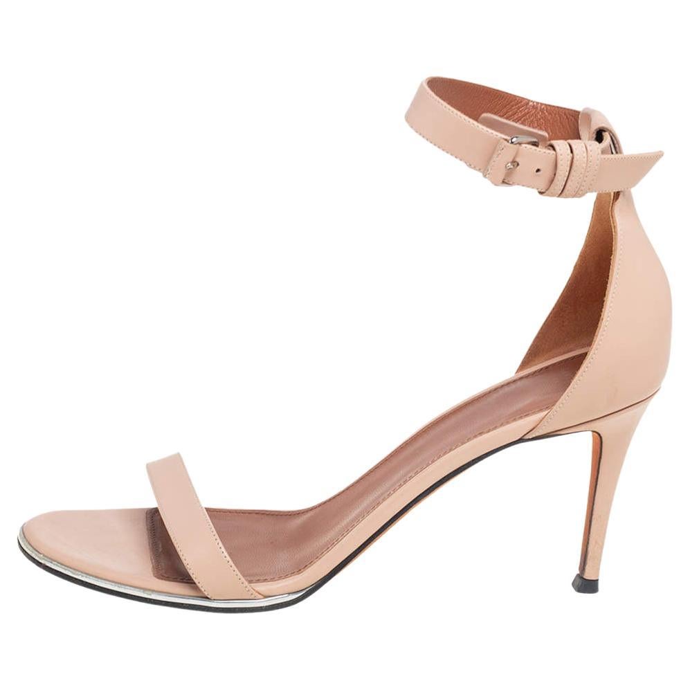 Givenchy Beige Leather Nadia Ankle Cuff Sandals Size 39 For Sale