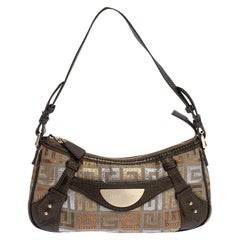 Givenchy Beige/Metallic Monogram Canvas and Leather Baguette