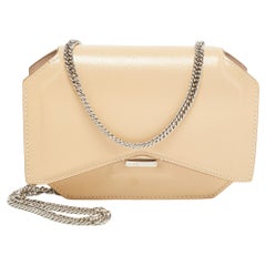 Givenchy Beige Patent Leather Bow Cut Chain Clutch