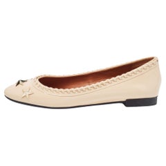Givenchy Beige Patent Whipstitch Detail Star Studded Ballet Flats Size 39.5