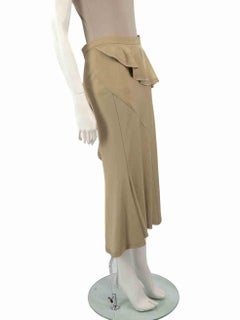 Givenchy Beige Peplum Ruffle Accent Midi Skirt Size L