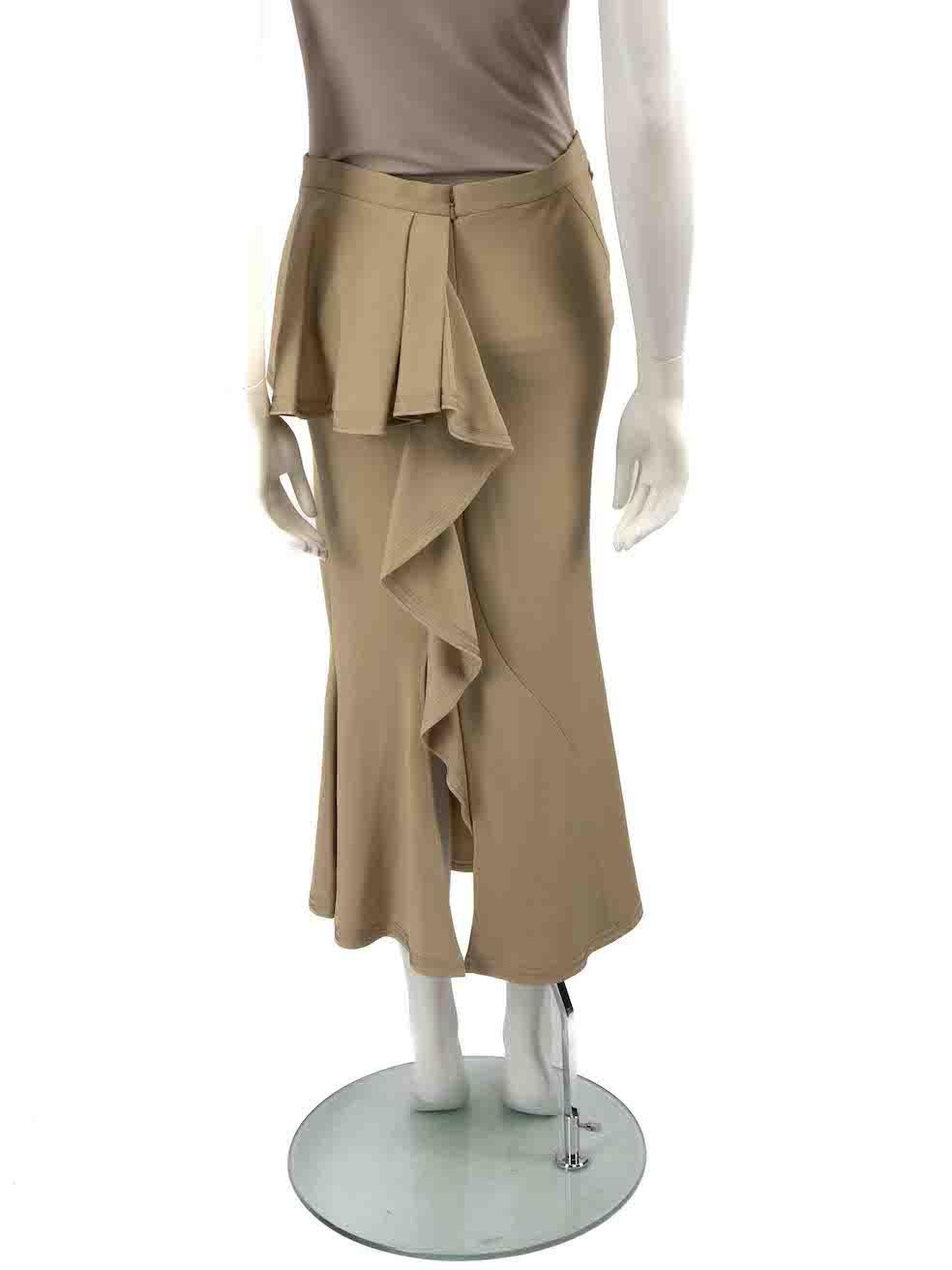 Givenchy Beige Peplum Ruffle Accent Midi Skirt Size L In Good Condition For Sale In London, GB