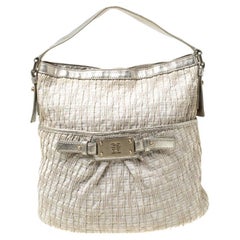 Givenchy, borsa in tela e pelle beige scintillante