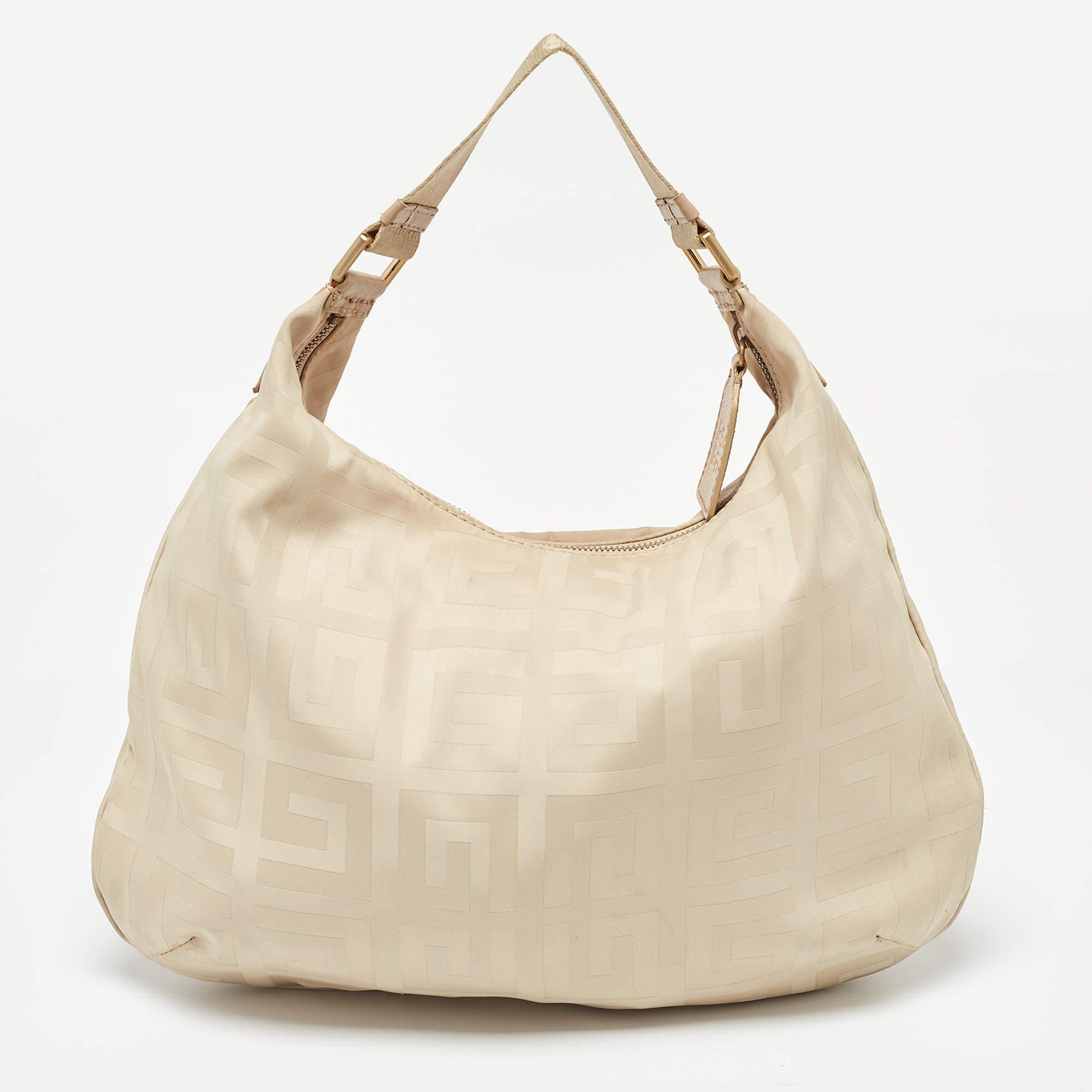 Women's Givenchy Beige Signature Canvas and Leather Hobo For Sale