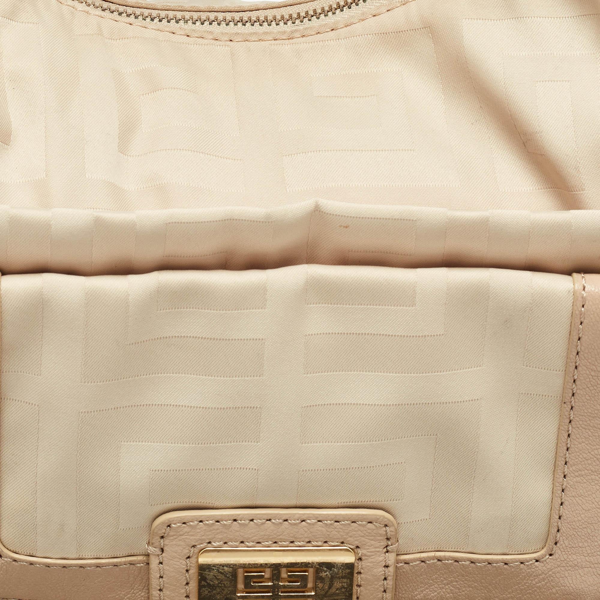 Givenchy Beige Signature Canvas and Leather Hobo For Sale 1