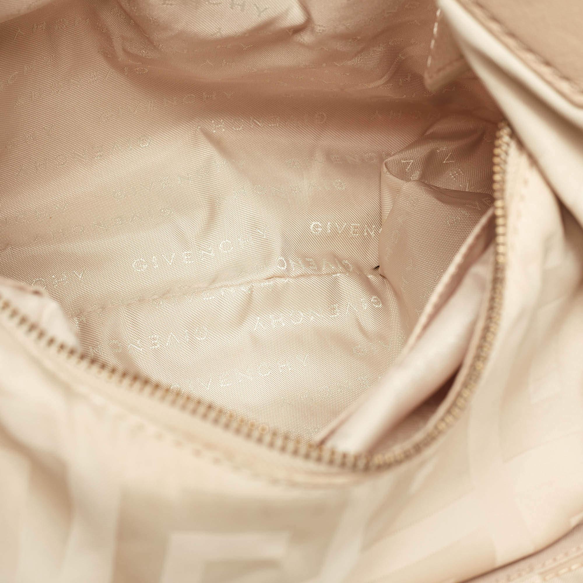Givenchy Beige Signature Canvas and Leather Hobo For Sale 5