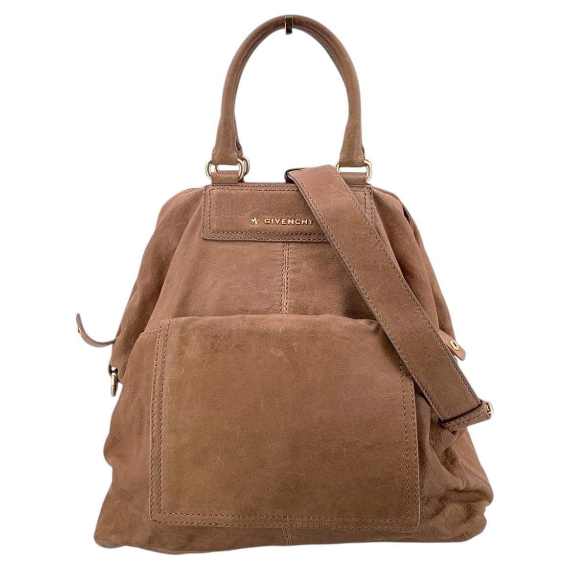 Givenchy Beige Tan Leather 2 Way Pandora Handbag with Strap For Sale