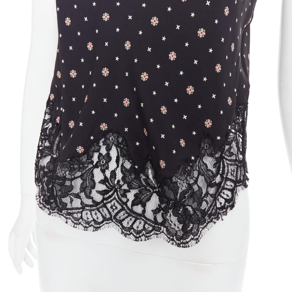 GIVENCHY black 100% silk floral cotton blend lace trim camisole FR34 XS
Reference: GEGG/A00187
Brand: Givenchy
Designer: Riccardo Tisci
Material: Silk
Color: Black, Multicolour
Pattern: Floral
Closure: Slip On
Made in: Italy

CONDITION:
Condition: