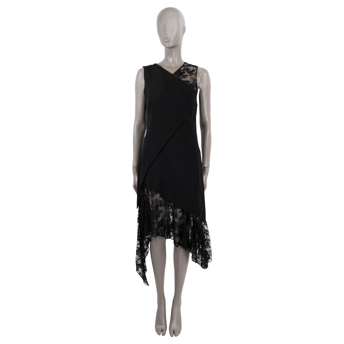 100% authentic Givenchy asymmetric cocktail dress in black wool (100%) and lace cotton (68%) and polyamide (32%). Opens with a hook and concealed zip on the side. Lined in silk (100%). Has been worn and is in excellent condition. 

2018