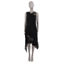 GIVENCHY black 2018 ASYMMETRIC WOOL & LACE Dress 36 XS
