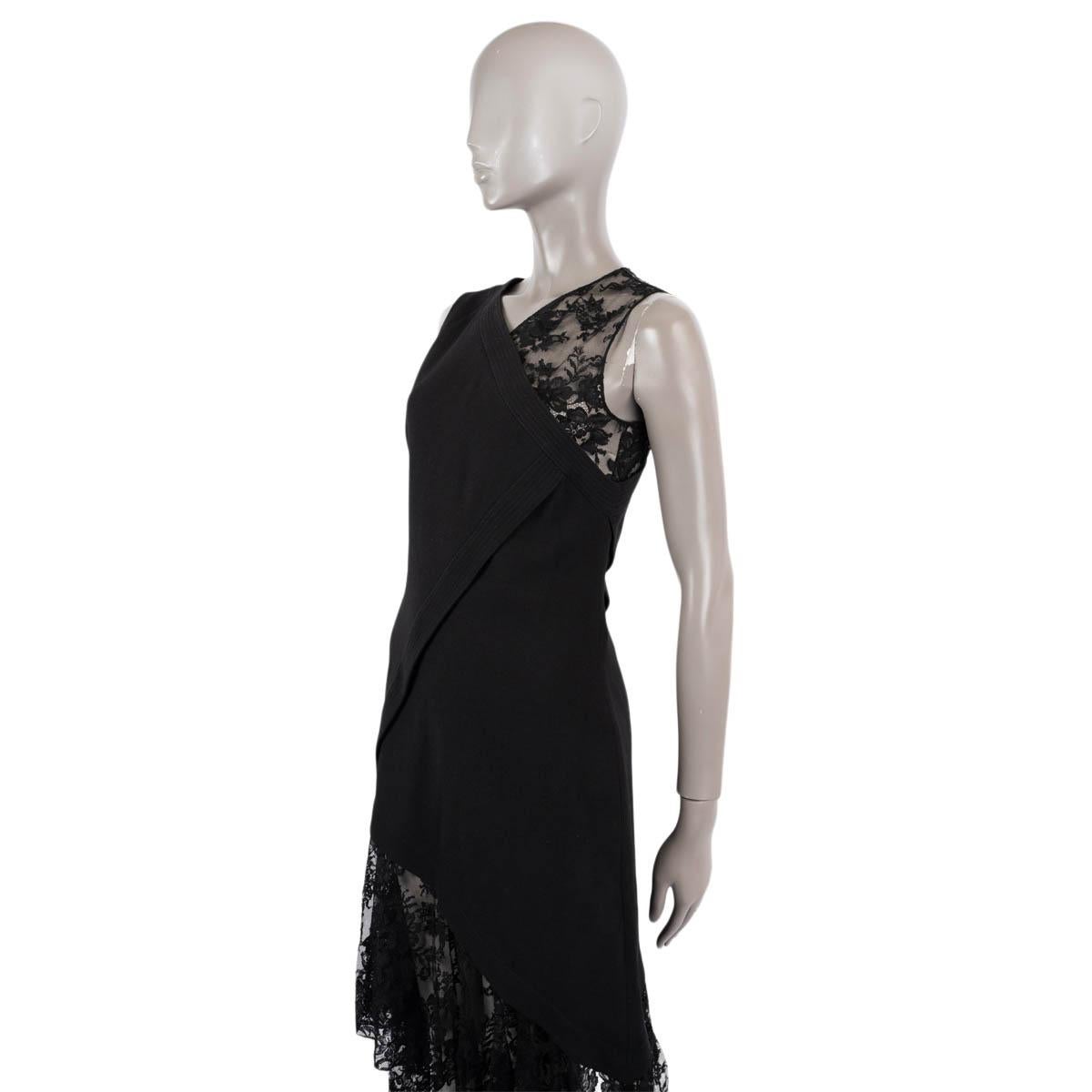 Women's GIVENCHY black 2018 ASYMMETRIC WOOL & LACE Dress 36 XS For Sale