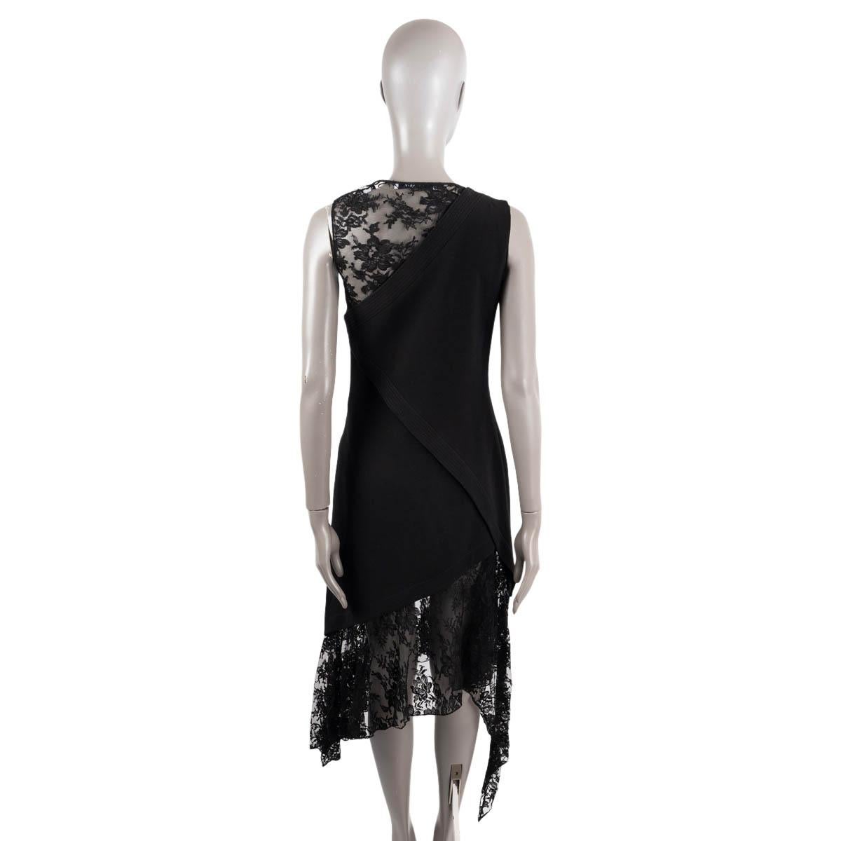 GIVENCHY black 2018 ASYMMETRIC WOOL & LACE Dress 36 XS For Sale 1