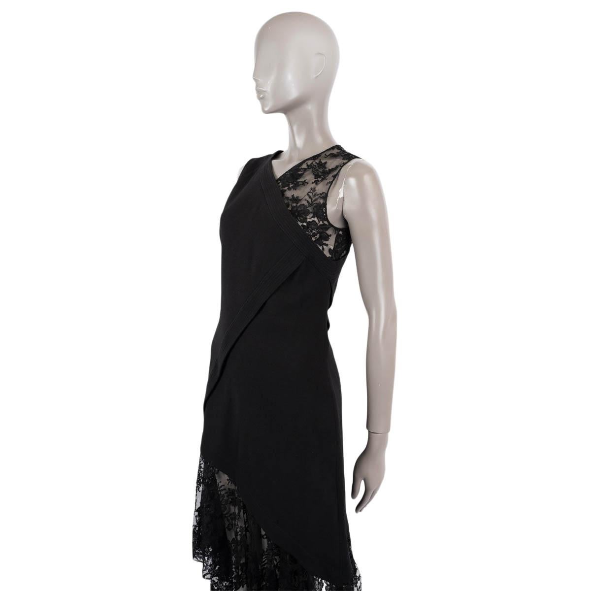 Women's GIVENCHY black 2018 ASYMMETRIC WOOL & LACE Dress 38 S For Sale