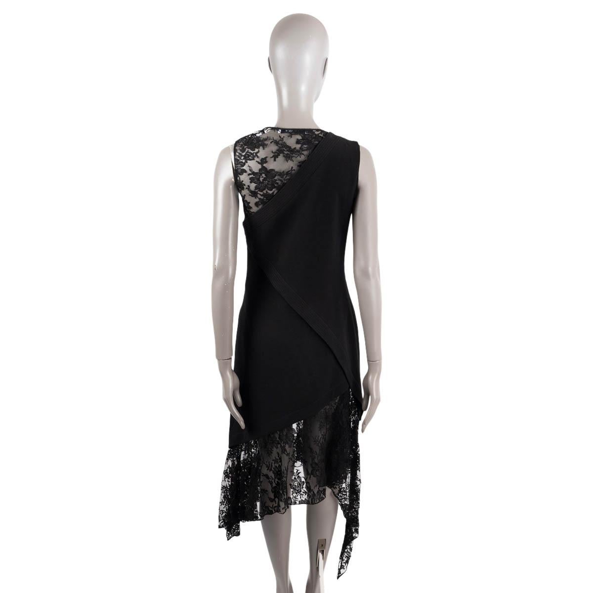 GIVENCHY black 2018 ASYMMETRIC WOOL & LACE Dress 38 S For Sale 1