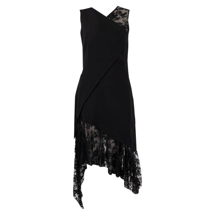 GIVENCHY Schwarzes 2018 ASYMMETRIC WOLL- und LACE-Kleid von GIVENCHY 38 S