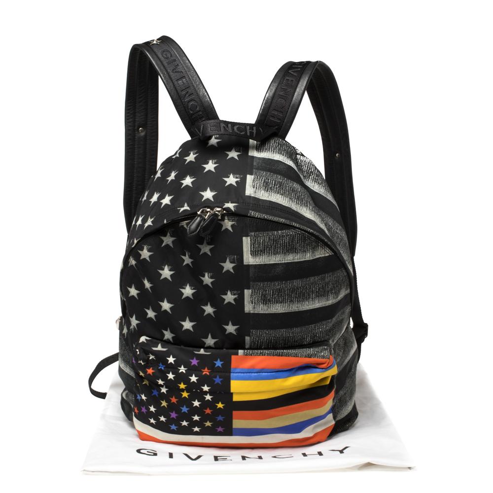 Givenchy Black American Flag Print Nylon Backpack 5