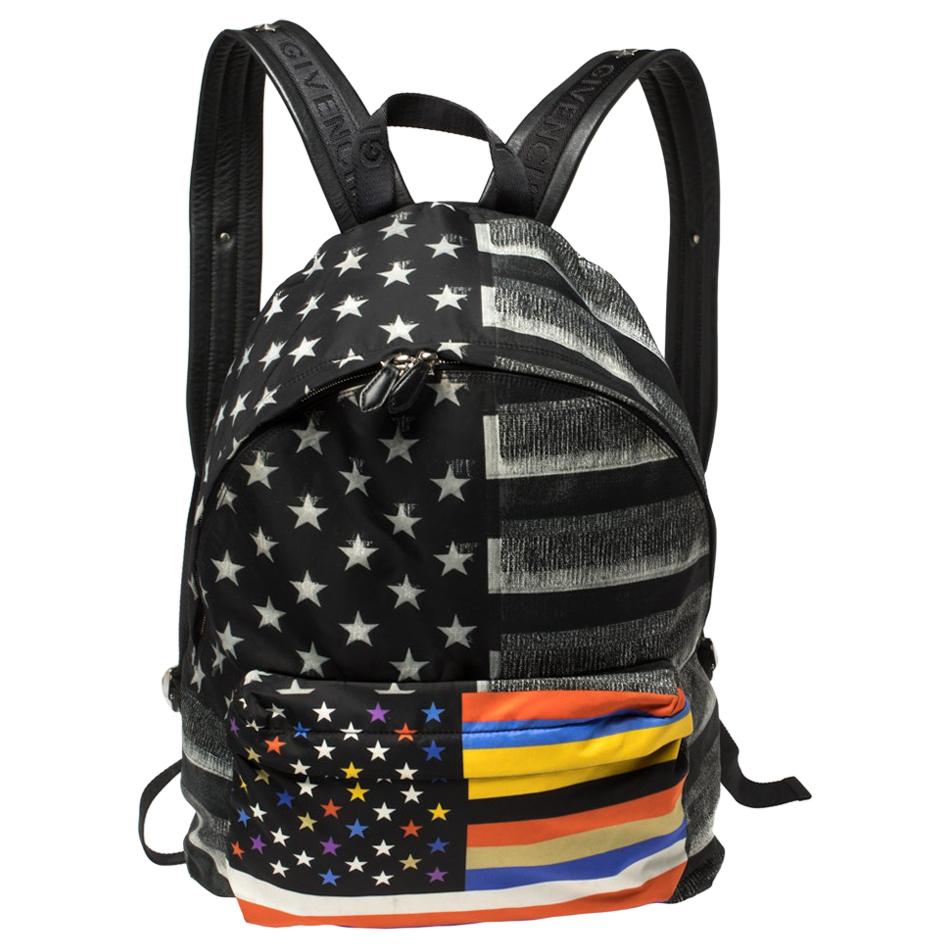 American Flag Print Nylon Backpack 