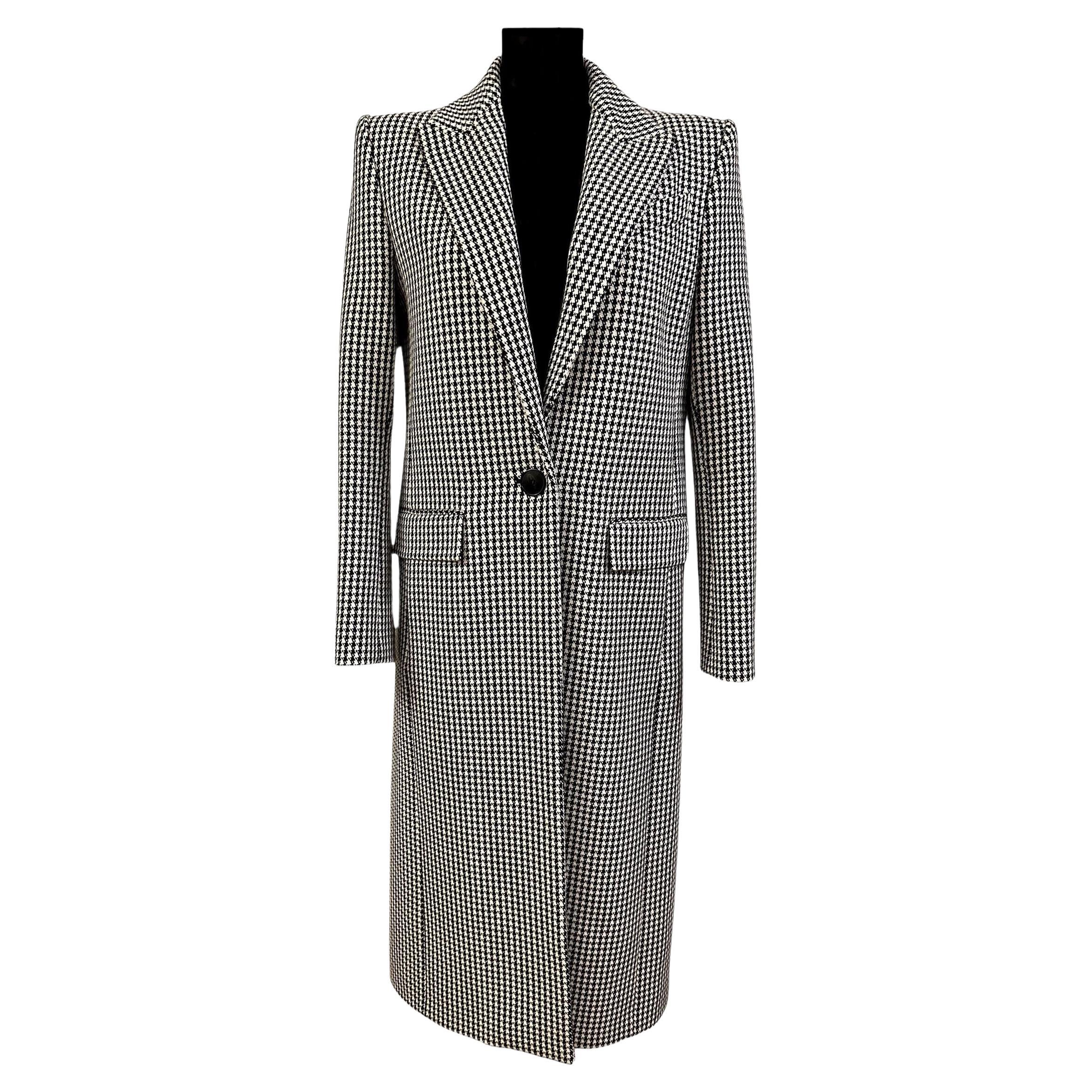 Givenchy Black and White Houndstooth Coat For Sale