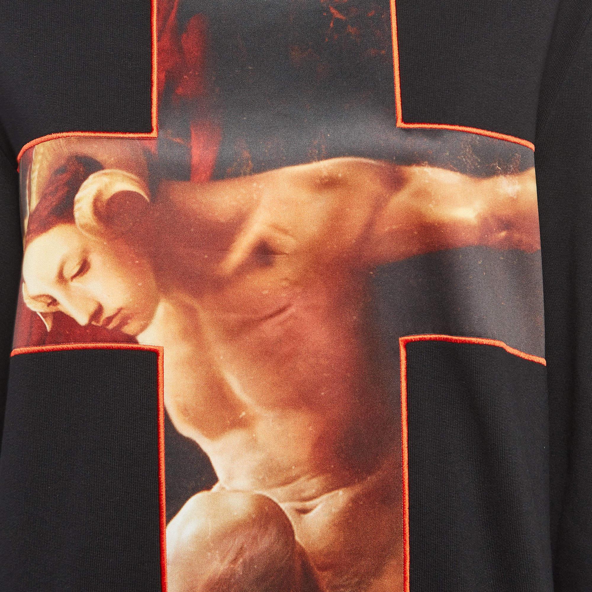 Nero Givenchy Felpa in cotone nera con motivo faunistico applicato e incrociato M. I. in vendita