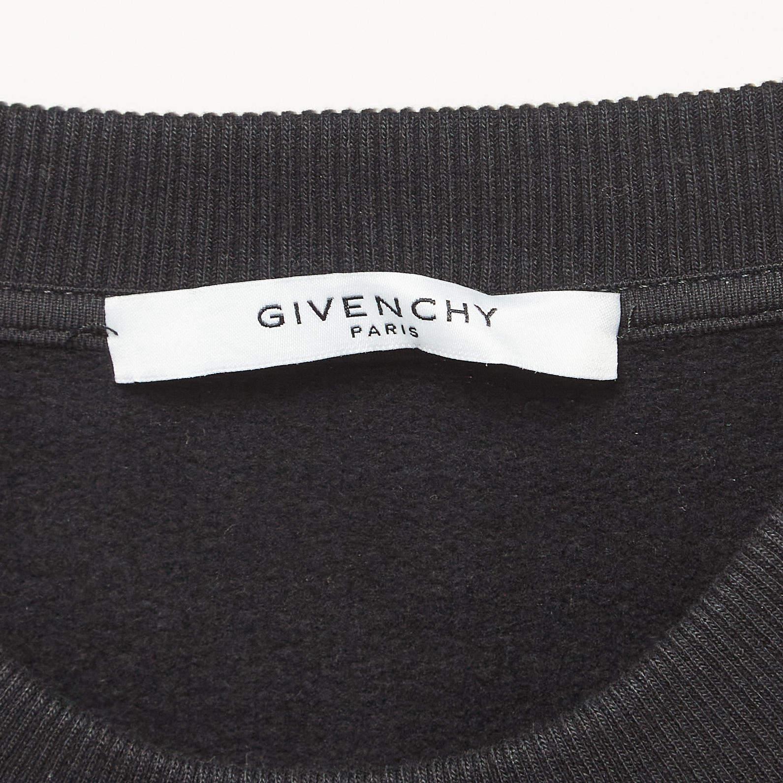 Givenchy Felpa in cotone nera con motivo faunistico applicato e incrociato M. I. In condizioni buone in vendita a Dubai, Al Qouz 2