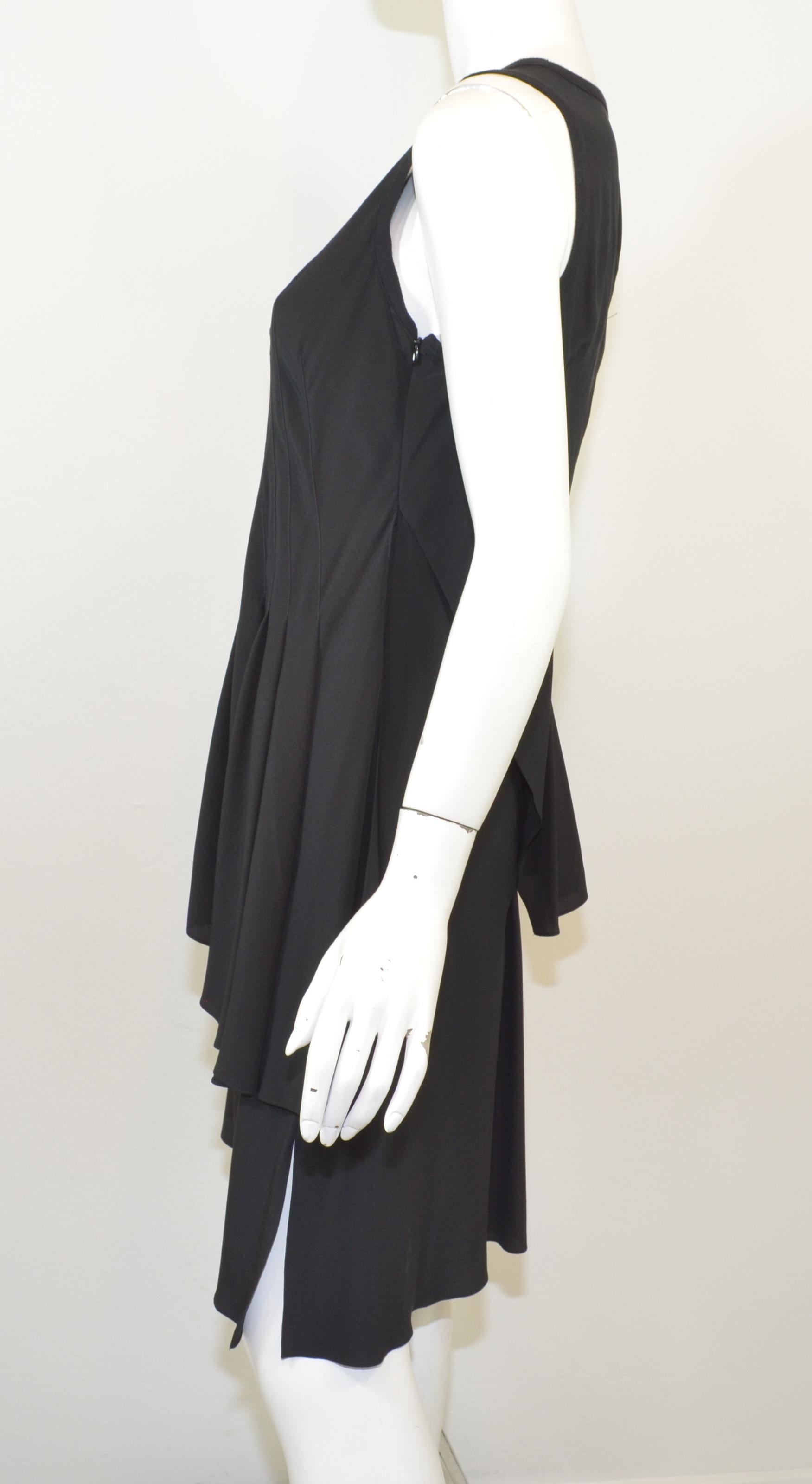 Givenchy Black Asymmetric Pleated Silk Dress NWT In Excellent Condition In Carmel, CA