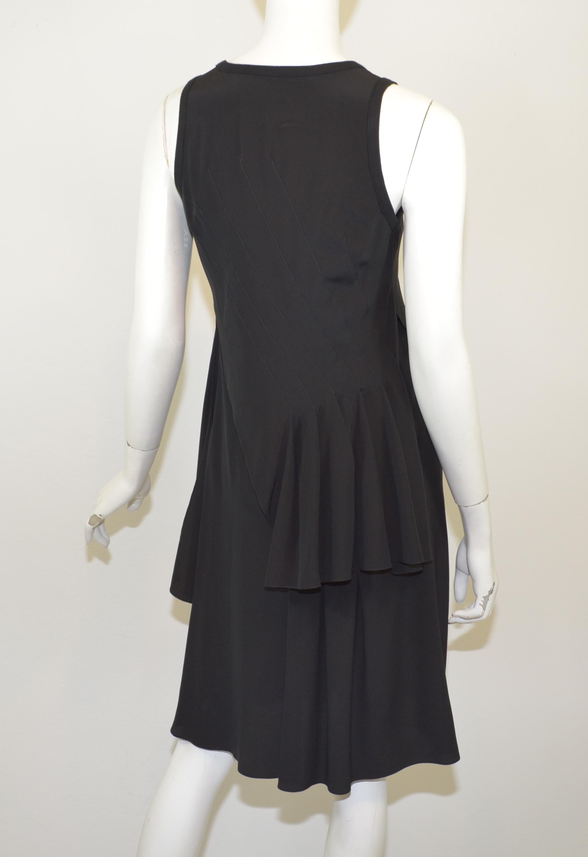 Women's Givenchy Black Asymmetric Pleated Silk Dress NWT